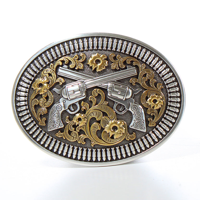 Nocona Two Revolvers Motif Belt Buckle #6283