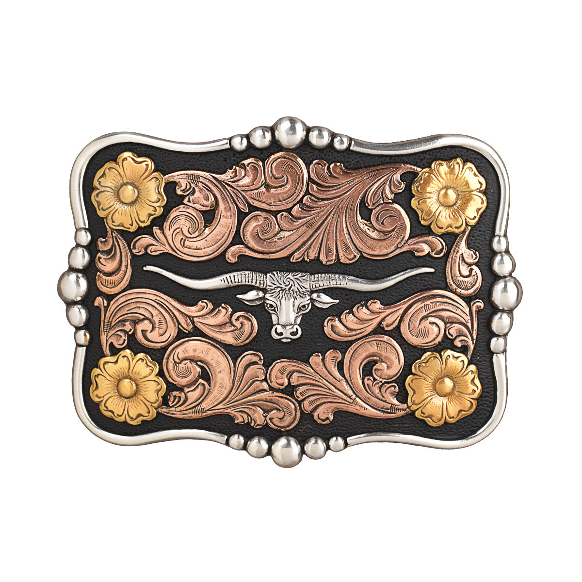 Nocona Scrolling Pattern Longhorn Belt Buckle #8457