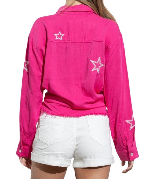 Gold Star Fuchsia Button Up sm#3615 md#3616 lg#3617