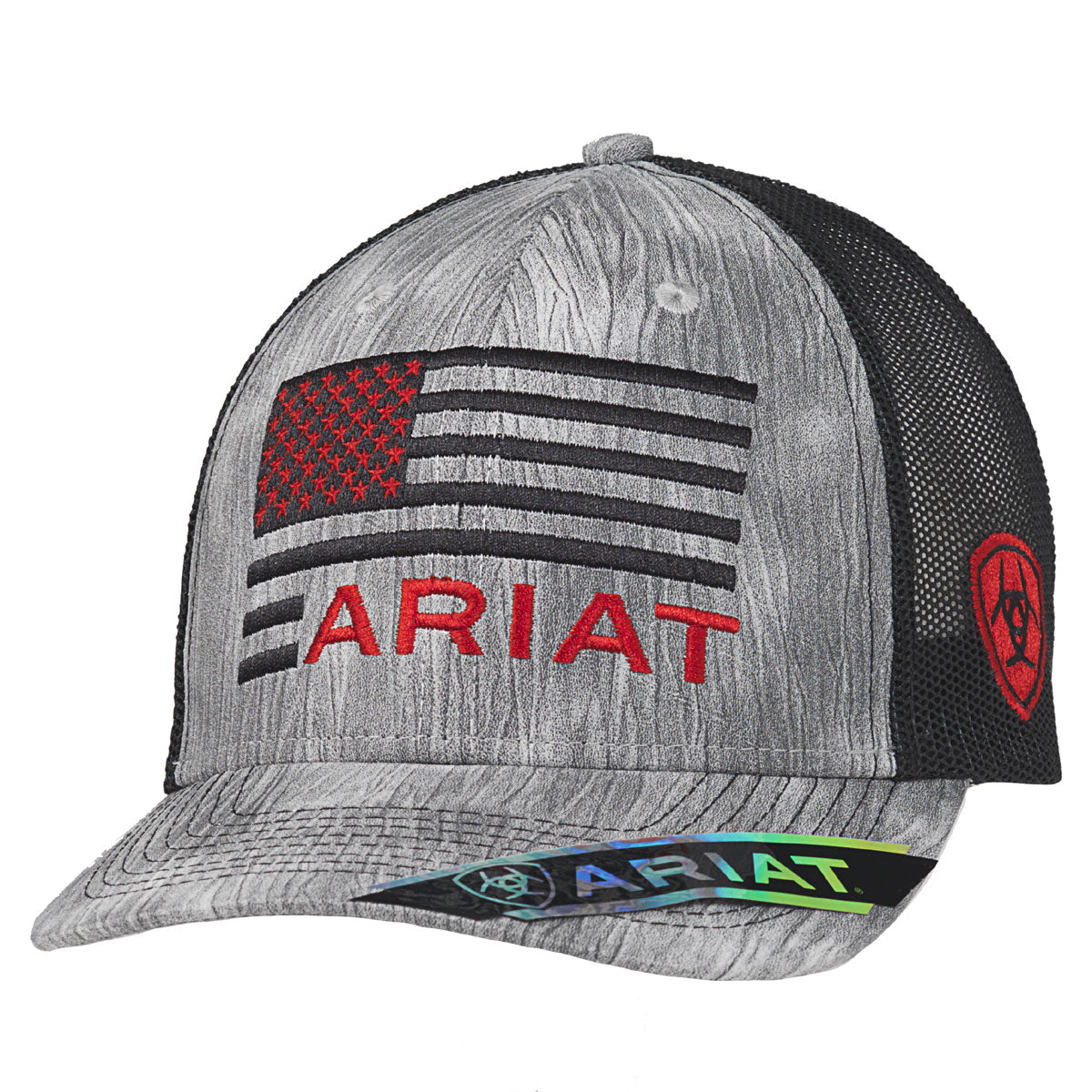 Ariat Red Embroidered Heather Grey Cap #1498