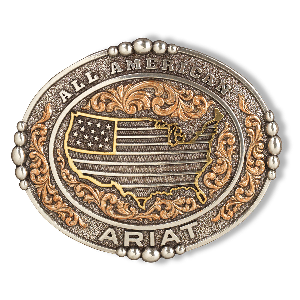 Ariat USA Flag Copper Finish Belt Buckle #7168