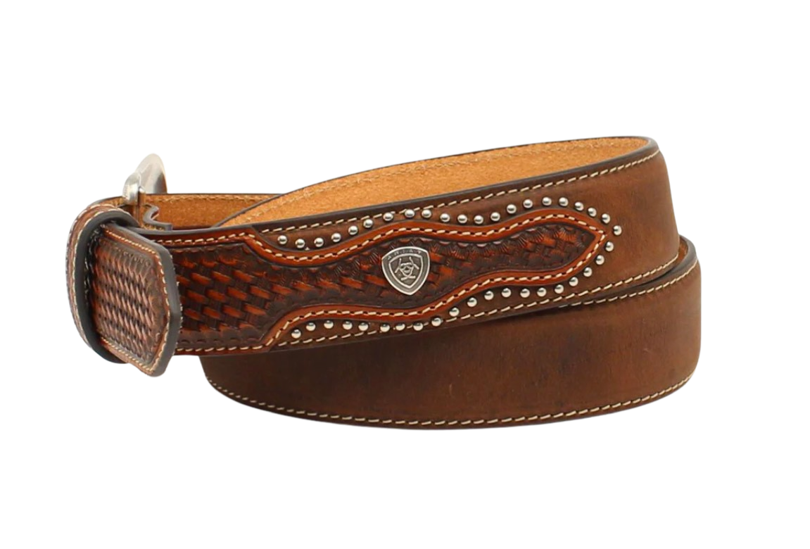 Ariat Shield Logo Basketweave Leather Belt size34"-46",#1582-1588