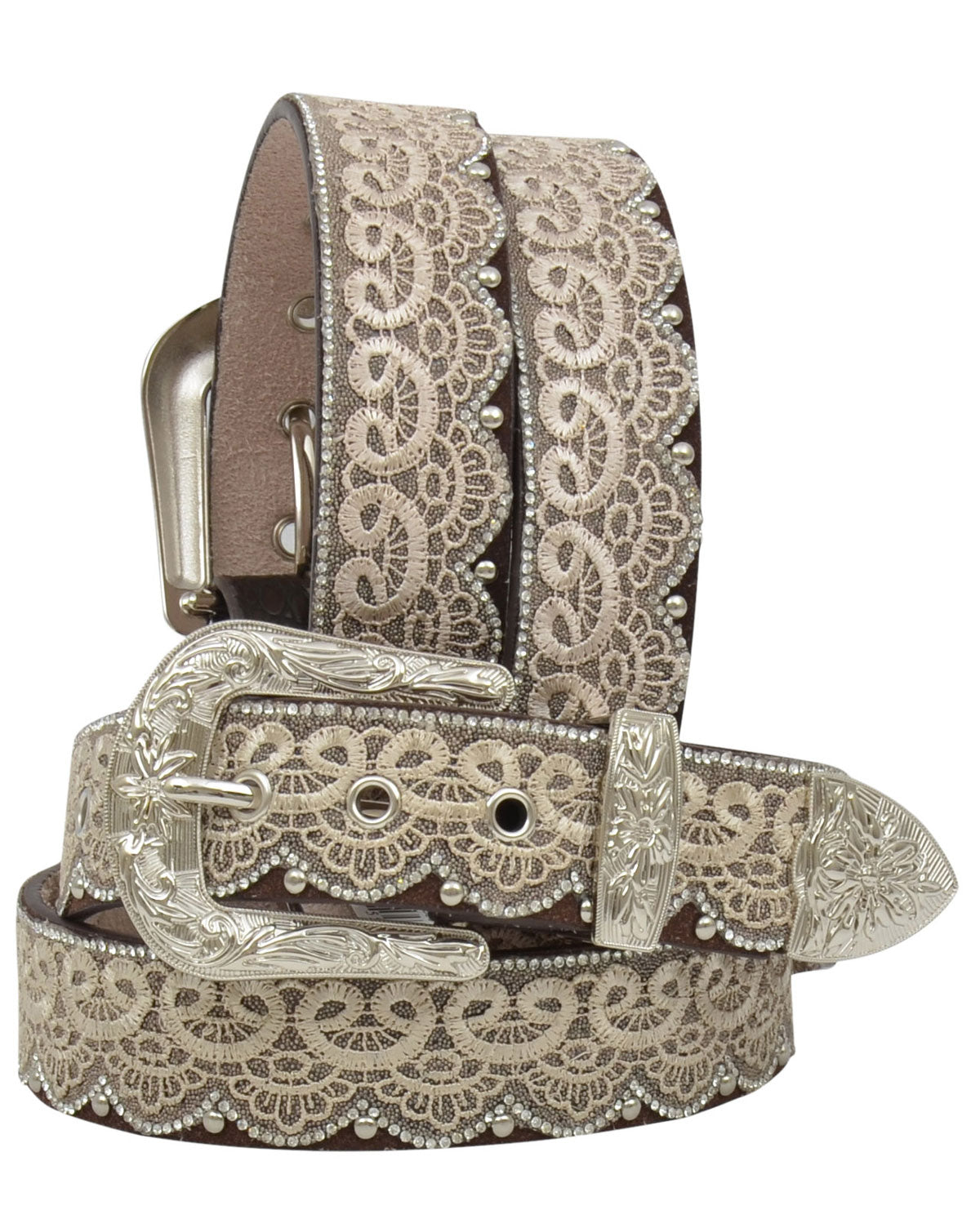 Ladies Tan Lace & Bead Overlay Belt sm-xxl#1949-1953