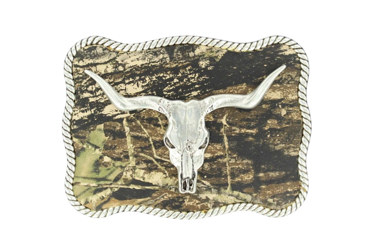 Nocona Camouflage Steer Skull Belt Buckle #1720