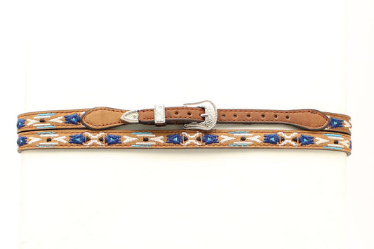 Medium Distressed Brown with Multi-Colored Embroidery Leather Hatband #6258