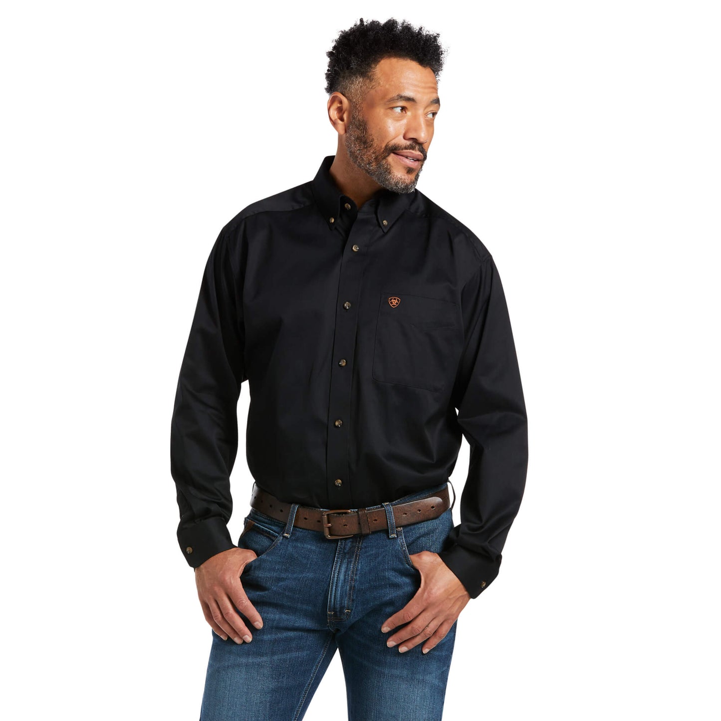Ariat Men's Solid Twill Black Classic Fit Shirt sm.-2x,#3393-3397