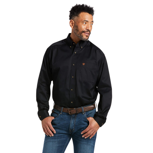 Ariat Men's Solid Twill Black Classic Fit Shirt sm.-2x,#3393-3397
