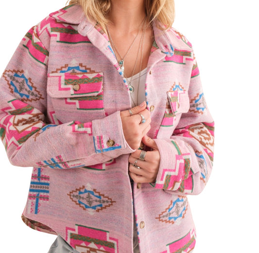Western Aztec Pink Shacket