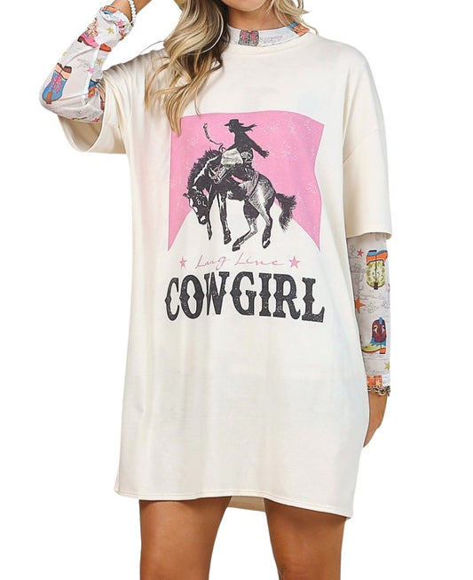 Cowgirl Graphic T-Shirt Dress sm.-lg.#6831-6833 xl.#6837