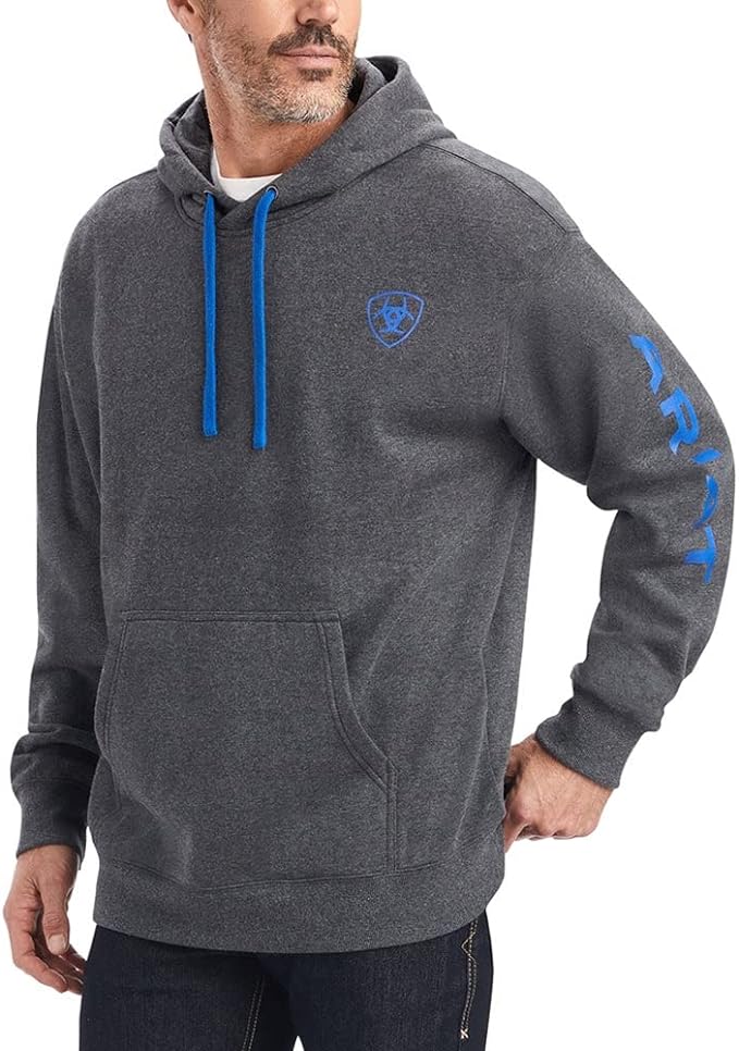 Ariat Men's Logo Hoodie Charcoal Heather size sm.-2x,#3443-3447