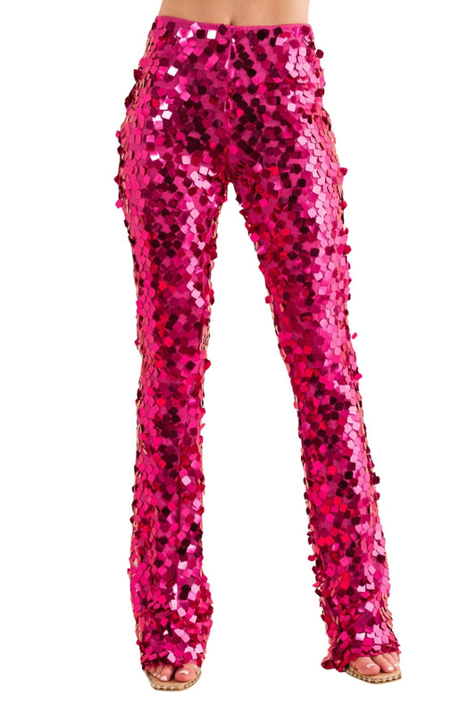 Hot Pink Iridescent Sequin Pants SM#8249 MD.#8250 LG.#8251