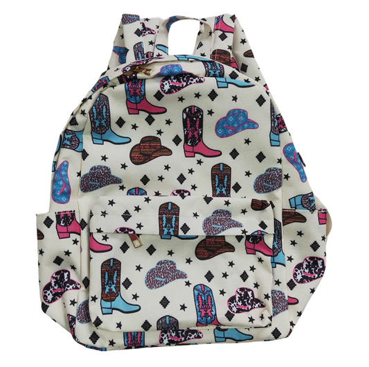 Kids Western Hats & Boots Backpack