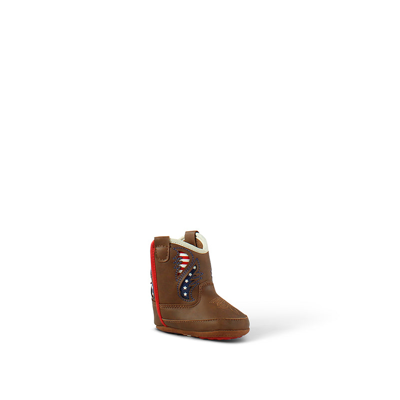 Ariat LIL' STOMPERS Brown US Flag Inlay Boots sizes 0-4, #7106-#7110