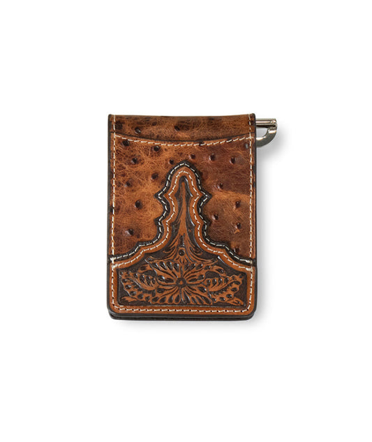 Ariat Ostrich Floral Embossed Bifold Wallet #7175