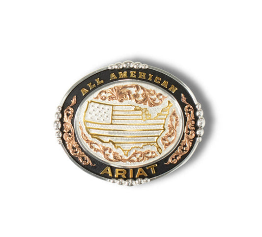 Ariat USA Silver & Gold Finish Belt Buckle #8478