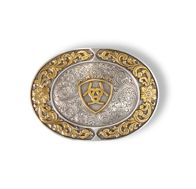Ariat Oval Floral Engraving Belt Buckle #8475