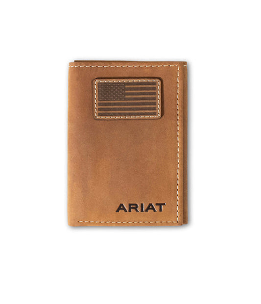 Ariat USA Flag Patch Trifold Style Wallet #1642