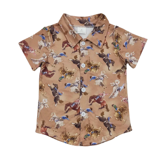 Boys Horse Button Up