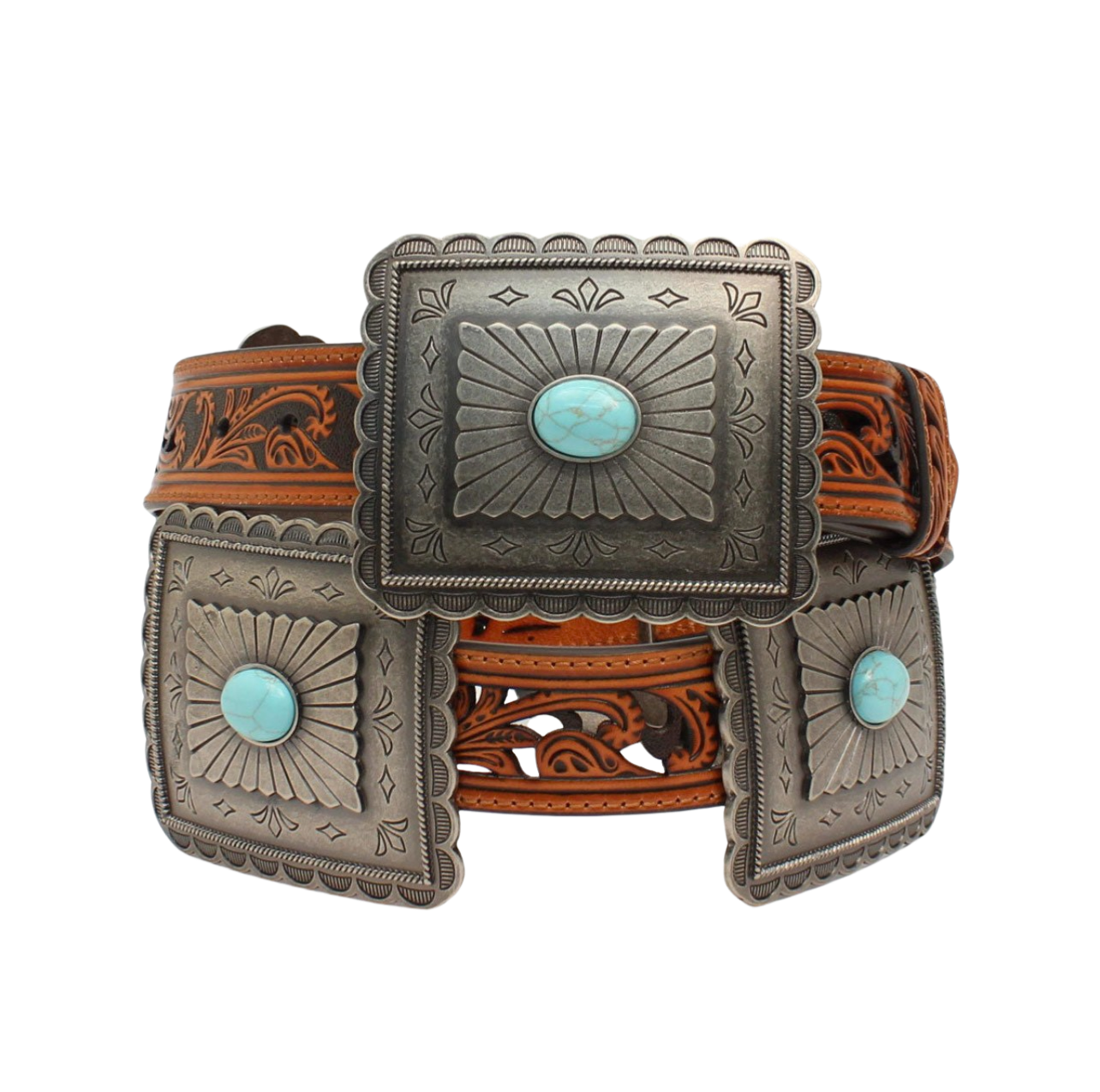 Ariat Large Rectangle Conchos Leather Belt sizes sm.-xlg.#6330-#6333