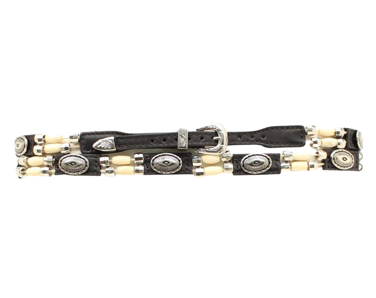 Black Leather with Silver Conchos Hatband #6277