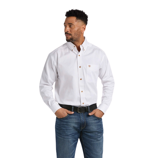 Ariat Men's Solid White Black Classic Fit Shirt sm.-2x,#3398-3402