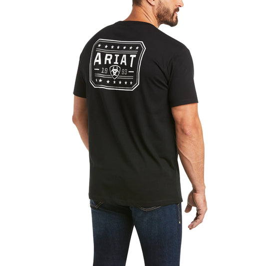 Ariat Mens Black 93 Liberty Short Sleeve T-Shirt size sm.-2x,#3433-3437